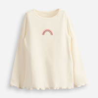 Camiseta infantil manga longa arco iris off white