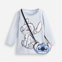 Blusa infantil manga longa stitch algodão azul