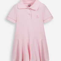 Vestido polo infantil de algodão manga curta rosa