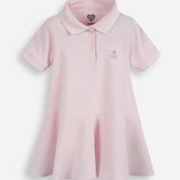 Vestido polo evasê infantil de algodão rosa