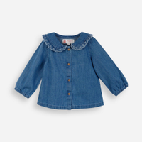 Bata infantil gola peter pan manga bufante azul