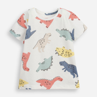 Camiseta de algodão infantil manga curta dinossauro off white