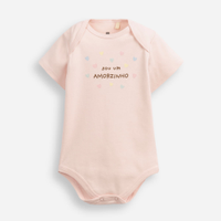 Body baby manga curta frase rosa