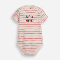 Body infantil de algodão natal listrado vermelho