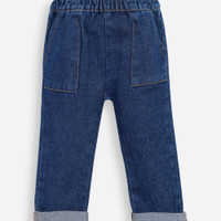 Calça reta infantil jeans cós elástico azul