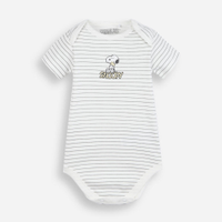 Body infantil manga curta listrado snoopy off white