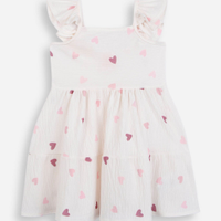 Vestido midi infantil coração texturizado off white