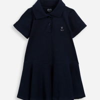 Vestido polo infantil de algodão manga curta azul