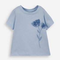 Blusa infantil de algodão floral texturizada azul
