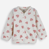 Casaco infantil de plush corações off white