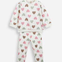 Conjunto infantil de moletom coração off white