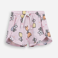 Short infantil moletinho flor rosa