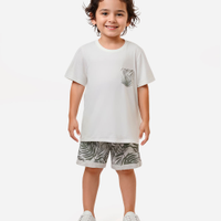 Conjunto de algodão infantil folhagens verde