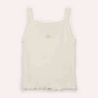 Blusa de algodão infantil alça fina coração off white