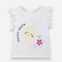 Blusa infantil de algodão estampada off white