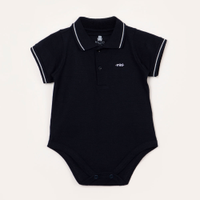 Body infantil de piquet gola polo manga curta azul marinho