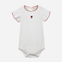Body baby manga curta de algodão flor babado off white