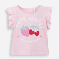 Blusa infantil de algodão cerejas rosa