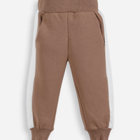 Calça jogger infantil de moletom com recortes bege