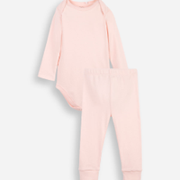 Conjunto body e calça infantil algodão essencial rosa
