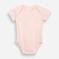 Body infantil liso manga curta rosa claro