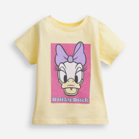 Camiseta infantil de algodão margarida com glitter amarela