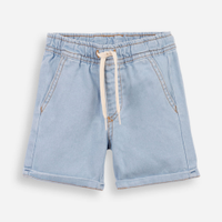 Bermuda infantil malha denim azul