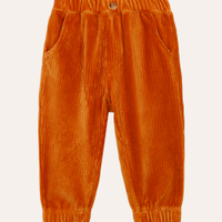 Calça jogger de veludo cotelê infantil marrom