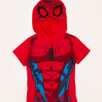 Camiseta de algodão infantil homem aranha com capuz mascara vermelha