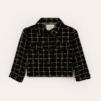 Casaco infantil tweed corações preto