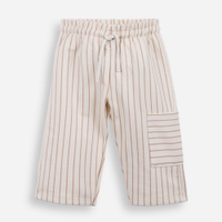 Calça infantil de algodão listrada cós elástico colorido
