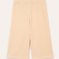 Calça wide leg aveludada infantil bege
