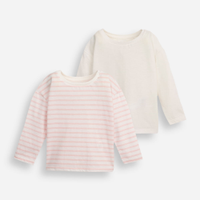 Kit de 2 blusas infantis de algodão com listras off white