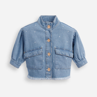 Jaqueta jeans infantil bomber poá azul