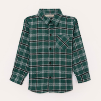 Camisa de flanela infantil xadrez verde