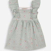 Vestido infantil texturizado floral verde