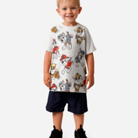Camiseta de algodão infantil patrulha canina off white