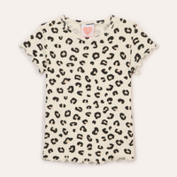 Blusa de algodão infantil canelada animal print colorido