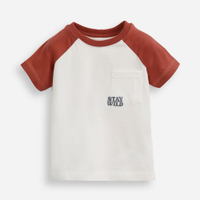 Camiseta de algodão infantil manga raglan stay wild off white