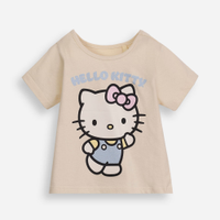 Blusa infantil de algodão hello kitty com glitter bege