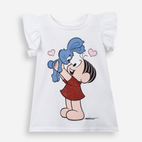 Blusa infantil de algodão mônica e sansão off white