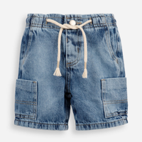Bermuda reta infantil jeans com bolsos azul