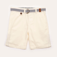 Bermuda de sarja infantil com bolsos e cinto branco