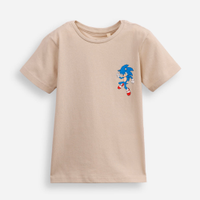Camiseta de algodão infantil sonic bege
