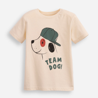 Camiseta de algodão infantil cachorro bege