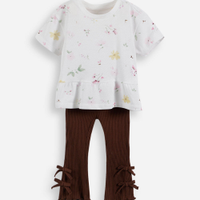 Conjunto infantil floral com laços colorido