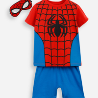 Conjunto infantil de algodão homem aranha com máscara vermelho