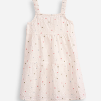 Vestido de algodão infantil poá off white