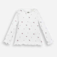 Blusa infantil de algodão manga longa floral off white