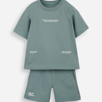 Conjunto curto infantil de algodão estampado verde